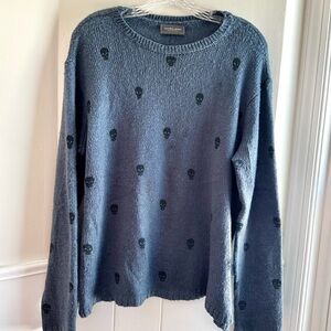 Wooden Ships Gray/Dusty Blue Mohair Wool Blend Skull Sweater Women’s M/L